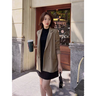 Áo Blazer nữ cổ vest tay dài 2 lớp phong cách Hàn Quốc U&M (AK52)