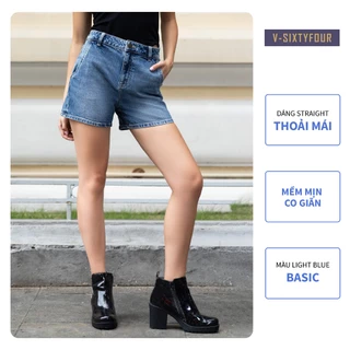 Quần Shorts Jeans Nữ Dáng Straight  Xanh Sáng. Light Blue Women's Straight Jeans Shorts V-SIXTYFOUR V64-123WD2104B1950