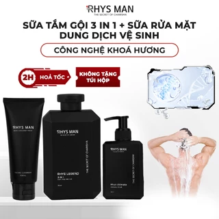 Sữa tắm gội nam 3in1 350ml & Dung dịch vệ sinh nam 120ml & Sữa rửa mặt nam 100ml RHYS MAN