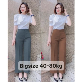 Quần suông ống rộng có bigsize ( 40- 75kg)lưng cao hai cúc chất tuyết mưa loại 1-LNS-mã 888