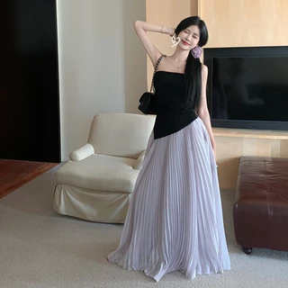 Sét áo cúp ngực nữ + chân váy dập ly dáng dài xòe hàng order Taobao loại 1 nhà Oanhdilys
