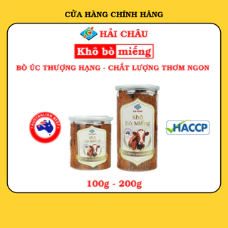 Khô bò miếng Hải Châu hũ 100g và 200g thơm ngon, chuẩn vị bò Úc thượng hạng - Khô bò Hải Châu