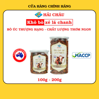 Khô bò xé lá chanh Hải Châu hũ 100g và 200g thơm ngon, chuẩn vị bò Úc thượng hạng - Khô bò Hải Châu