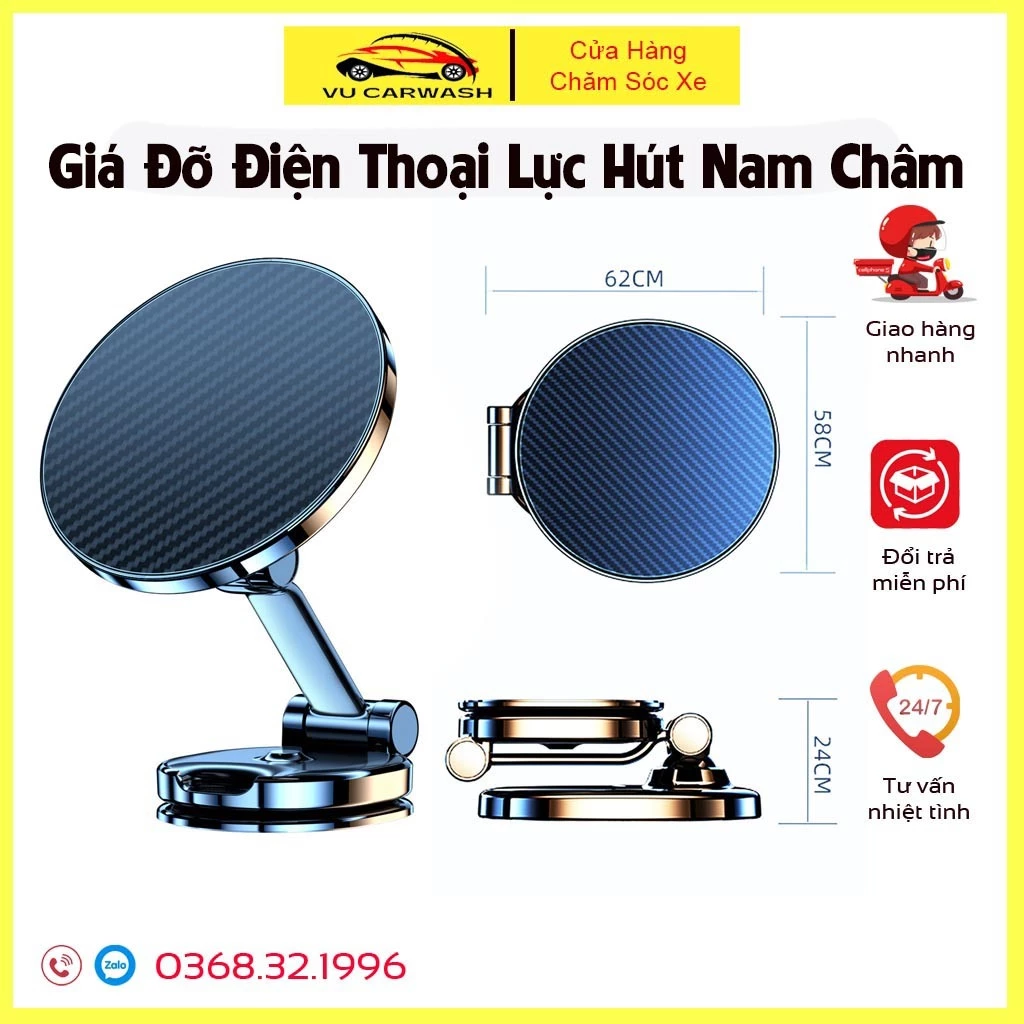 Giá Đỡ Điện Thoại Găn O Tô - Giá Đỡ Điện Thoại Hít Nam Châm Xoay 360 Độ Thông Dụng Cho Xe Hơi