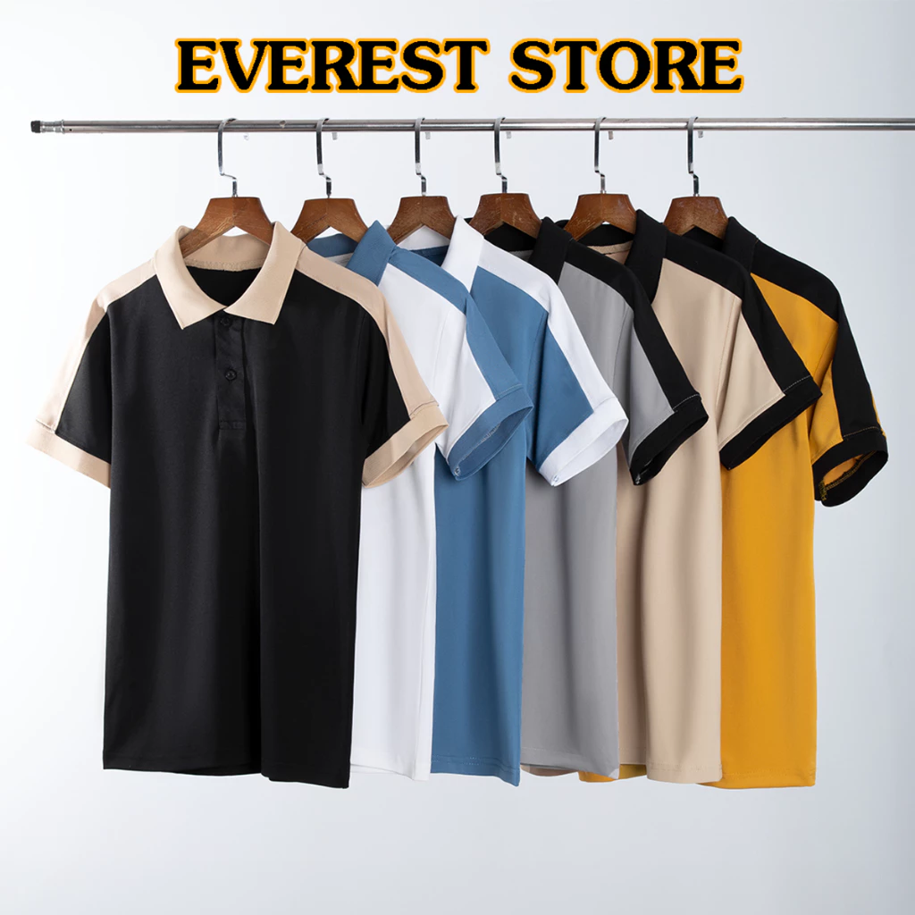 Áo thun polo nam phối cầu vai chất vải cá sấu co giản Everest phối màu