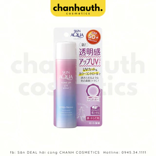 Kem Chống Nắng Dạng Xịt Nâng Tone, Trắng Da Skin Aqua Spray Lavender Nội Địa Nhật Bản 70g