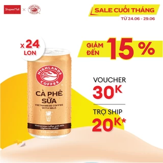 Thùng 24 Lon Cà Phê Sữa Đá Highlands Coffee 185ml/lon