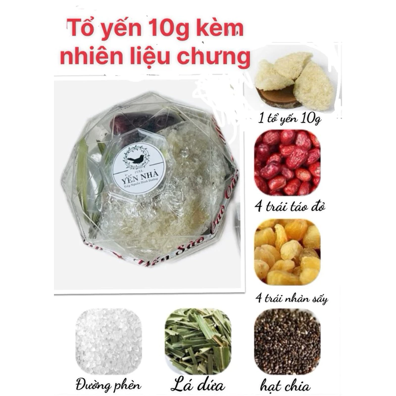 tổ yến 10g tặng kèm nhiên liệu chưng+ tặng thố