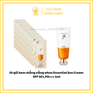 10 gói kem chống nắng whoo Essential Sun Cream SPF 50+,PA+++ 1ml_yeoncosmetics