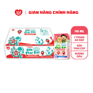 Kun sữa trái cây hương dâu thùng 48 hộp x110ml