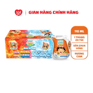 Kun sữa chua uống hương cam thùng 24 túi x 110ml