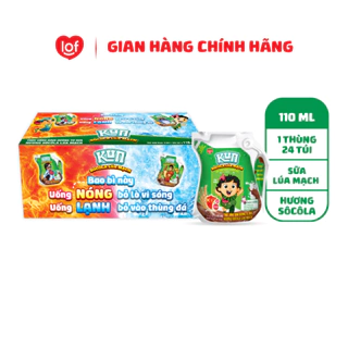 Kun socola lúa mạch thùng 24 túi x110ml