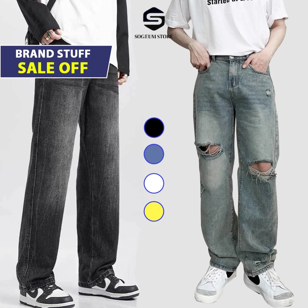 Quần Bò jeans Baggy ống rộng nam nữ họa tiết thêu LV, quần jean ống suông màu xanh đen bigsize unisex hottrend - Sogeum
