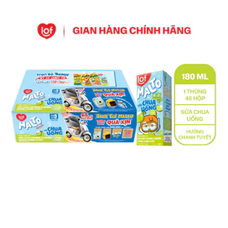 Lof Malto_Sữa chua uống hương chanh tuyết thùng 48 hộp x 180ml