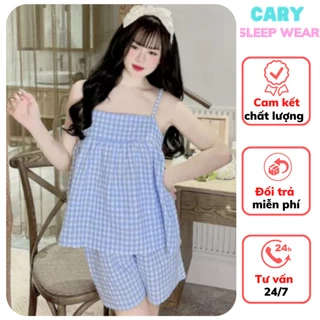 Bộ pijama hai dây hoạt hình dễ thương mùa hè CARY