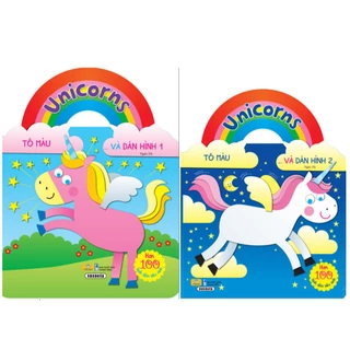 Sách - Combo 2 Cuốn Unicorns Tô Màu Và Dán Hình - Hơn 100 hình dán siêu xinh - ndbooks