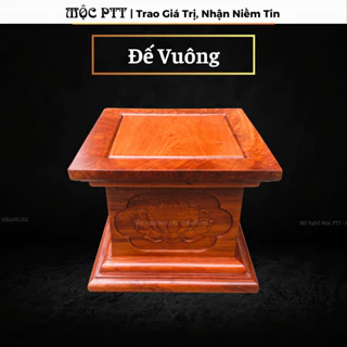 Đôn vuông triện Sen mẫu đơn giản gỗ Hương đá Mặt 20 25 30 35 cm cao 18 cm trang trí nhà cửa