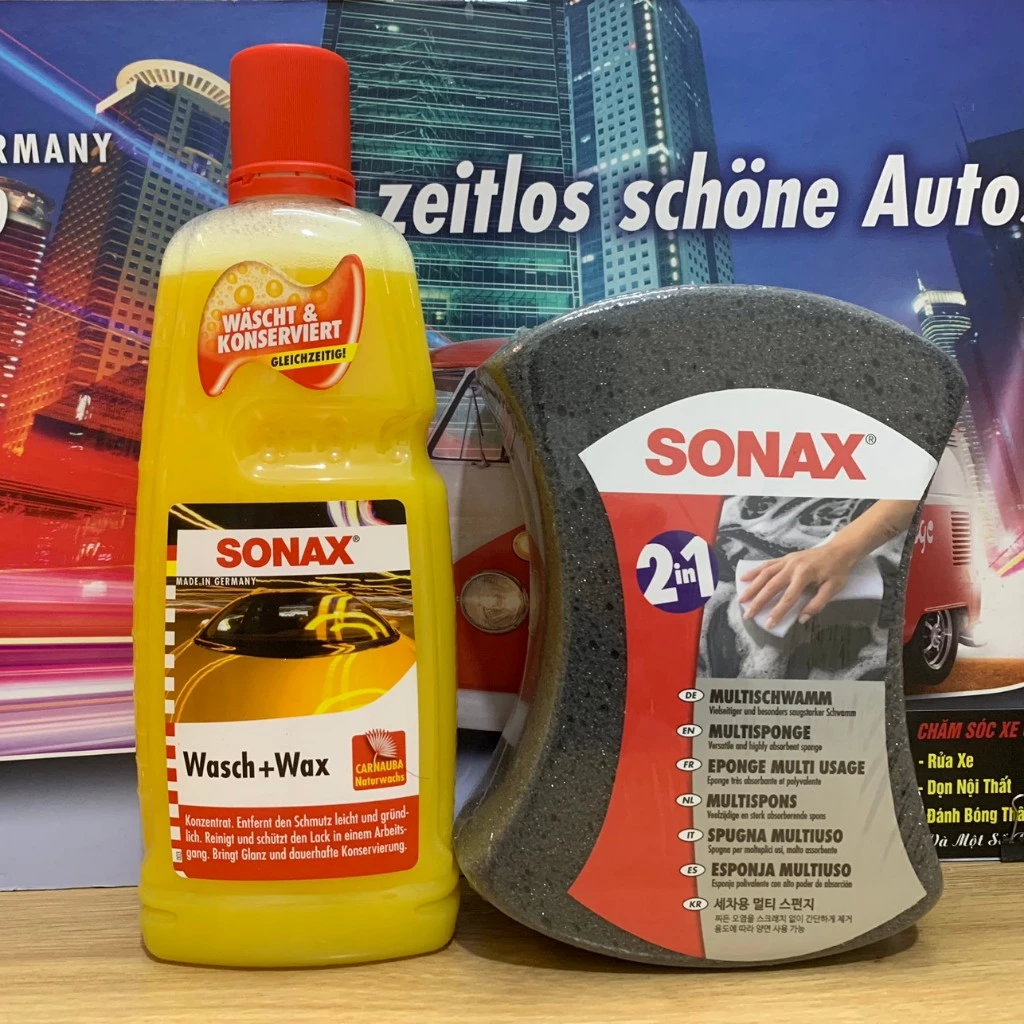 COMBO Mút rửa & Nước rửa xe - Sonax 2in1 Multi Sponge 428000