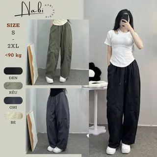 Quần gió nhăn 2 túi dạng thụng Bigsize Nabi, Quần Harem Parachute Pants Bigsize 254 Nabi