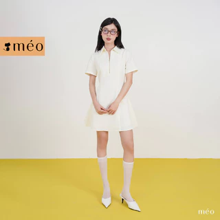 Váy Mini Jessi Méo shop thiết kế, đầm nữ basic ngắn tay dáng xòe khóa cách điệu cổ sơ mi trẻ trung, công sở