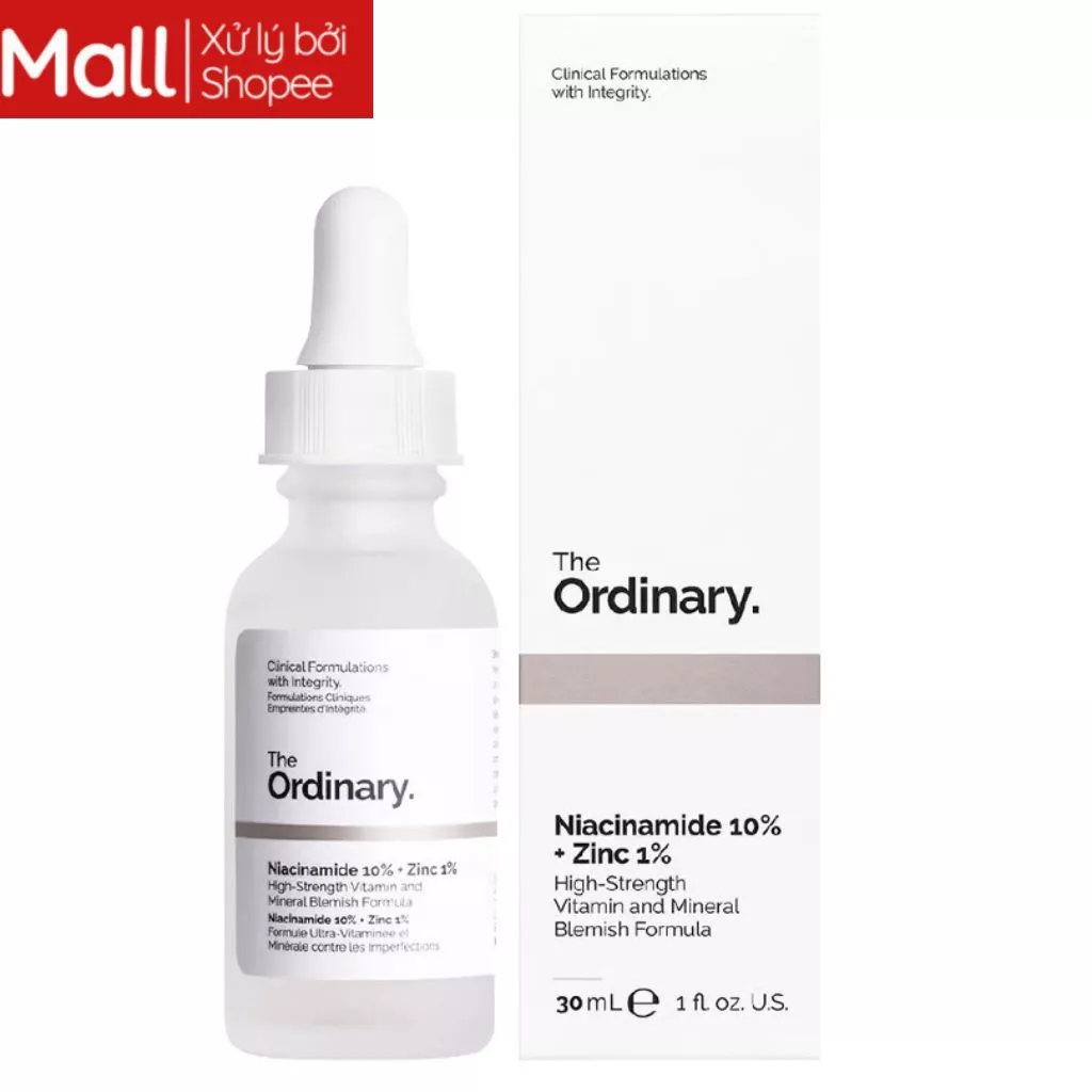 Serum The Ordinary Niacinamide 10% + Zinc 1% 30ml Làm Sáng Da Thu Nhỏ Lỗ Chân Lông Loại 30ml