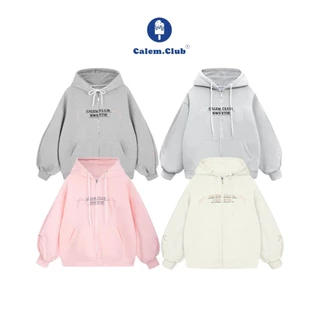 Áo khoác Hoodie zip nỉ thêu Nơ SWEETIE nón to có túi trong form rộng unisex cực xinh 2024