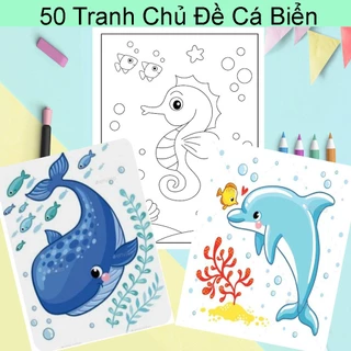 TRANH TÔ MÀU CHO BÉ - 50 tờ tô màu Chủ đề khám phá Đại Dương TM09