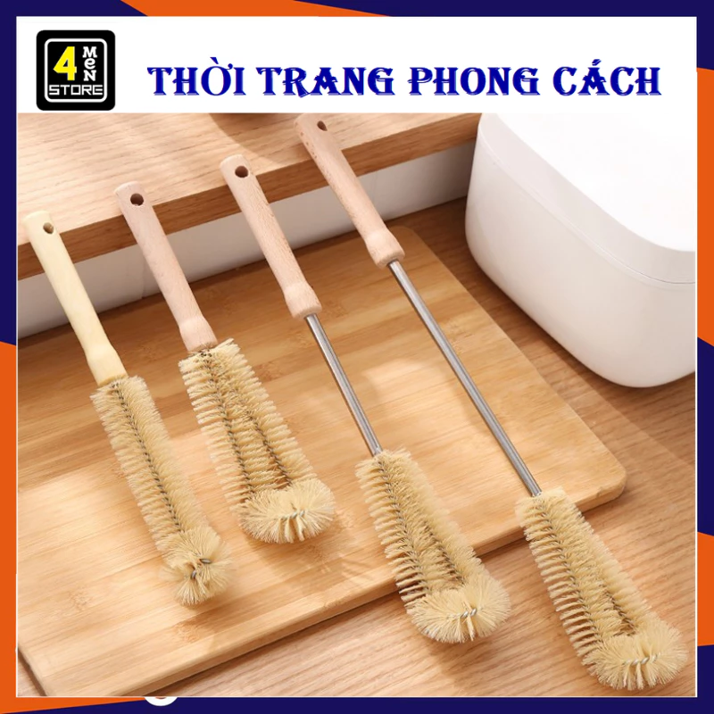 Cây Cọ Rửa Ly Cán Gỗ - Dụng Cụ Cọ Rửa Bình Nước , Bình Giữ Nhiệt Tay Cầm Gỗ Nhiều Size Siêu Bền