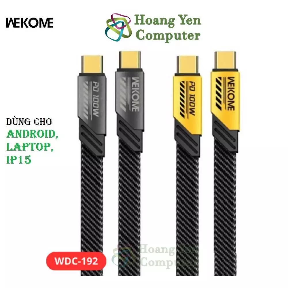 Cáp Sạc Nhanh Type C to Type C Wekome WDC-192 (100W, Dây Dù 1M) - BH 6 Tháng