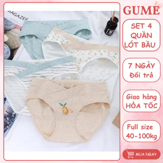 Set 4 Quần lót bầu cạp chéo cotton kháng khuẩn Thoải mái | An toàn | Tiện lợi cho mẹ bầu và sau sinh QL04