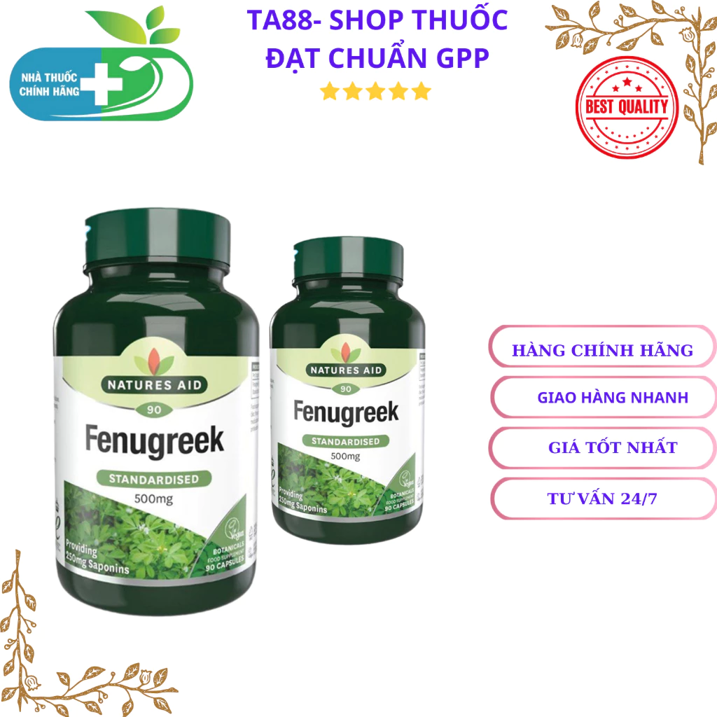 Viên Lợi Sữa Cỏ Cà Ri Fenugreek 500mg Anh 90 Viên