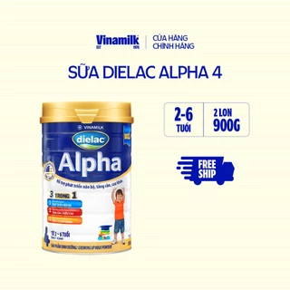 2 Hộp Sữa bột Vinamilk Dielac Alpha 4 - Hộp thiếc 900g (cho trẻ từ 2- 6 tuổi)