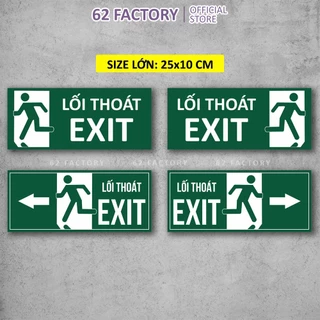 Decal Dán Biển Báo Lối Thoát Hiểm EXIT chống nước dán trang trí tường, dán quán trà sữa, cà phê, quán ăn BIEN-6-EXIT