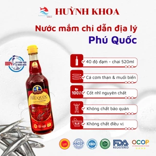 Nước mắm Phú Quốc Huỳnh Khoa - 40 đạm (Chai 520ml - 1000ml)