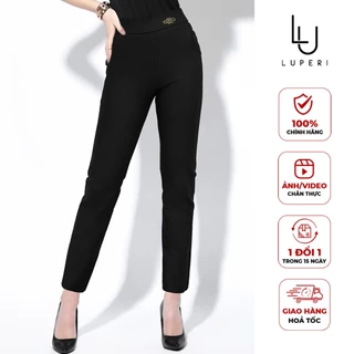 Quần Legging Nữ Trơn Luperi LP552 Cạp Cao Phối Phụ Kiện Sườn Chất Liệu Vải Umi Co Giãn Thoải Mái Không Bai Không Xù