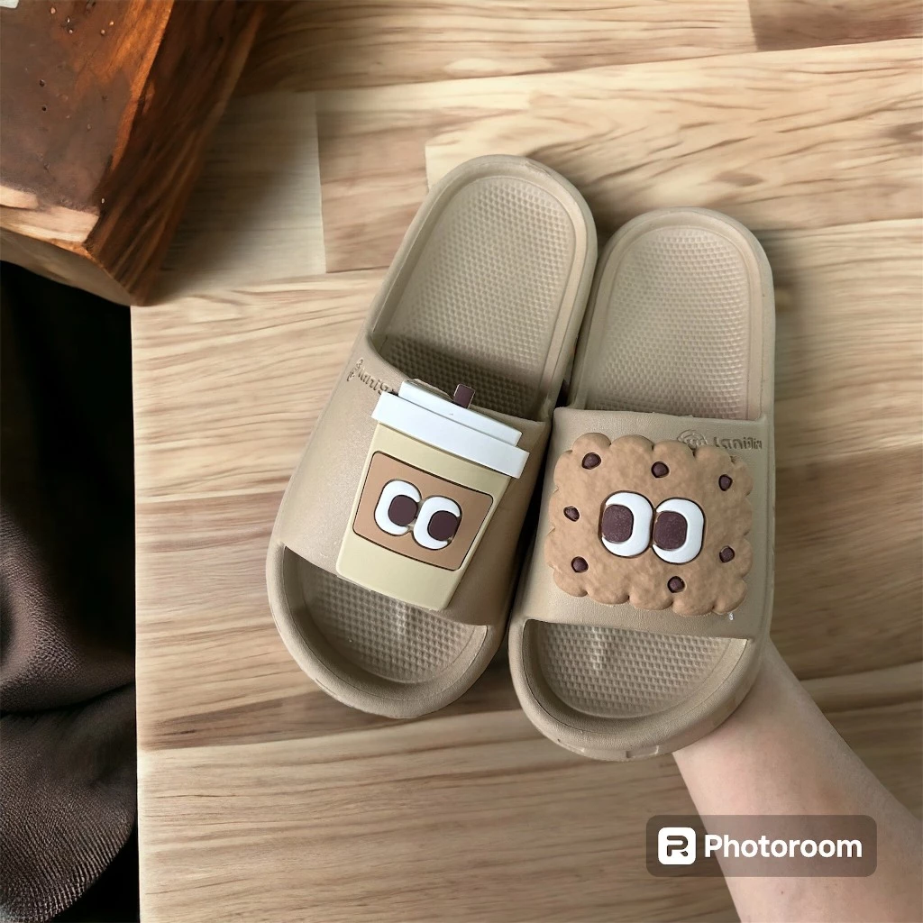 Dép bánh mì nữ quai ngang girl phố đi mưa du lịch tắm biển nâng đế 5cm sticker trà sữa,labubu