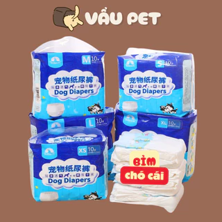 Bỉm Cho Chó Cái Bịch 10 Miếng - Bỉm Cho Chó Con, Poodle, Cún, Mèo Vẩu Pet Shop