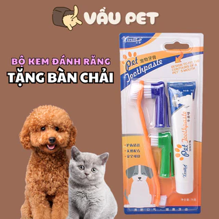 Bộ Kem Đánh Răng Và Bàn Chải Chăm Sóc Răng Miệng Cho Chó Mèo Thú Cưng