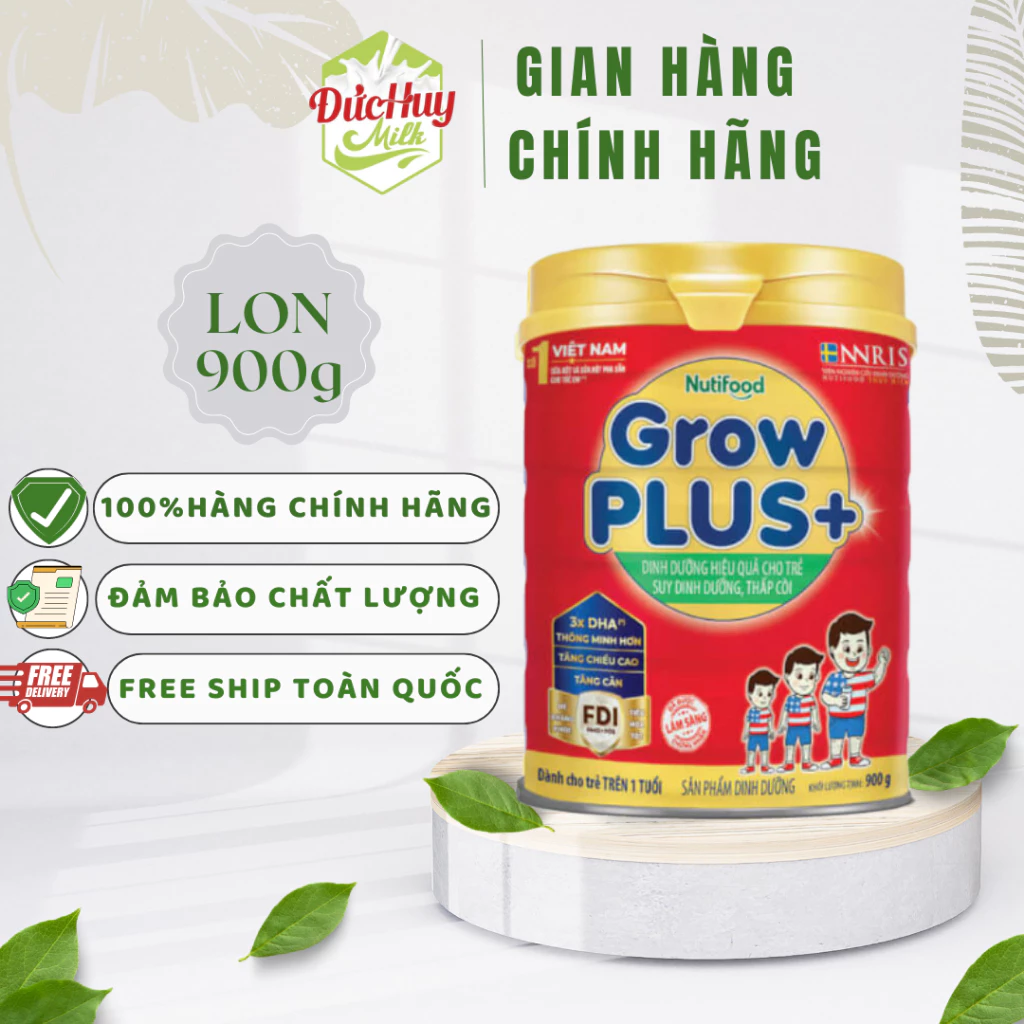 Sữa Bột Nutifood GrowPLUS Đỏ + Suy Dinh Dưỡng 900g/1.5kg - Trên 1 Tuổi - Tăng Cân, Tăng Chiều Cao