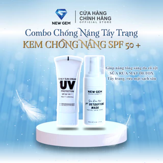 Combo Bảo Vệ Da New Gem Cosmetics Kem Chống Nắng & Sữa Rửa Mặt