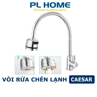 Vòi rửa chén CAESAR 025C cần lò xo dẻo, đầu vòi có 2 chức năng phun nước - Vòi bếp lạnh CAESAR