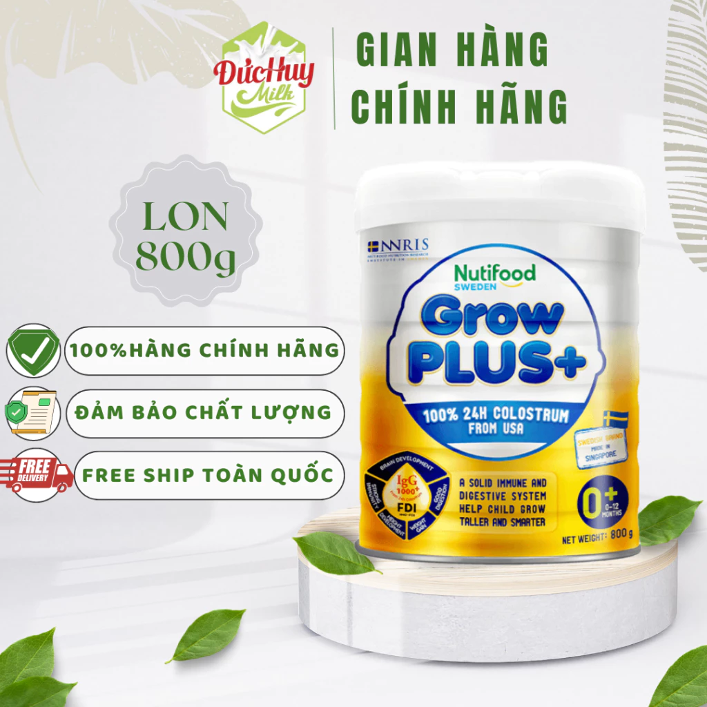 Sữa Bột Nutifood GrowPLUS + Sữa Non Tăng Đề Kháng 0+/1+ Lon 800g