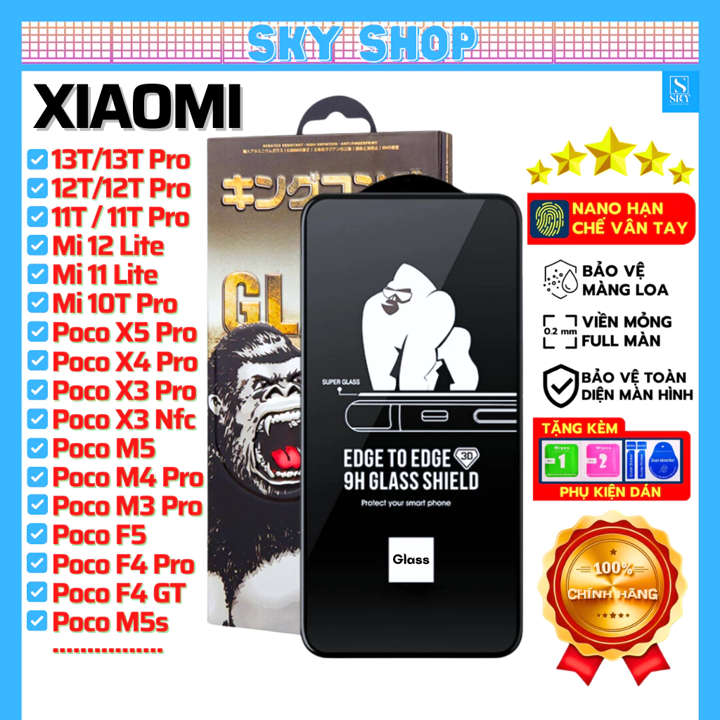 Kính cường lực Xiaomi Poco X3 Pro X3 NFC M3 C40 Xiaomi 12T Pro 11T Pro 5G 10T Pro Mi 11 Lite 5G X5 F4 GT F3 M5 M5s M4