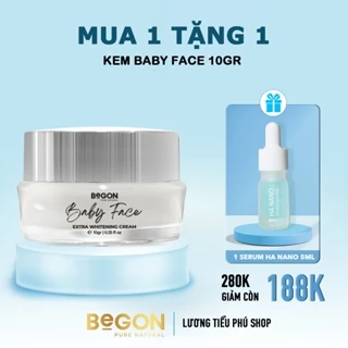 Kem BABY FACE, Dưỡng Trắng Extra Whitening Cream, BEGON - Net 10g [Tặng Serum HA NANO 5ml] Làm Đẹp Da, Kem Face, Chăm Só