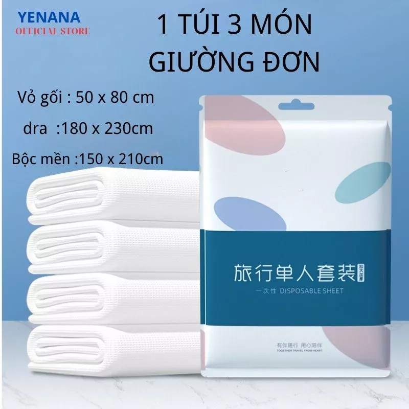 Ga trải giường du lịch dùng 1 lần, bọc chăn ga gối khách sạn dùng một lần tiện lợi