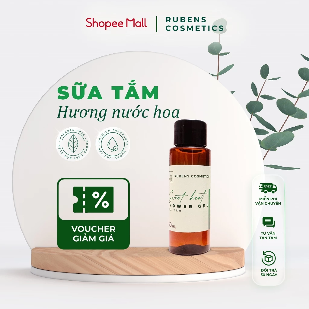 Sữa Tắm Trắng Da, Dưỡng Ẩm, Làm Sạch Bụi Bẩn, Hương Nước Hoa Cao Cấp Sweet Heart Rubens Cosmetic chai 30ml