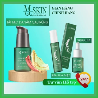 Combo tái tạo da sâm cau rừng MQ SKIN 30ml, sữa rửa mặt nhân sâm MQ SKIN 120 ml và serum phục hồi  mini MQ SKIN chínhãng