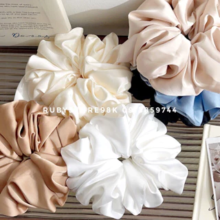 Buộc Tóc Scrunchies Màu Đen Màu Trắng Bigsize Siêu To 17cm