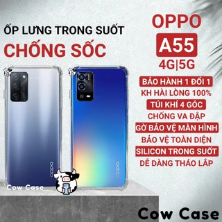 Ốp lưng Oppo A55 4G / A55 5G chống sốc silicon dẻo trong Cowcase | Vỏ điện thoại Oppo bảo vệ camera toàn diện TRON