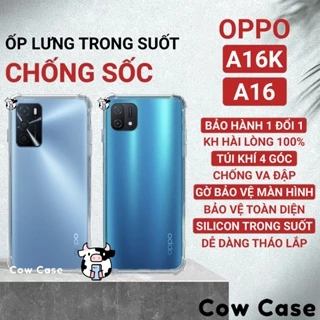 Ốp lưng Oppo A16K, A16 chống sốc silicon dẻo trong Cowcase | Vỏ điện thoại Oppo bảo vệ camera toàn diện TRON